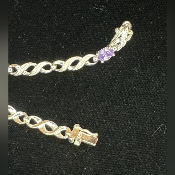 Sterling Silver & Amethyst Infinity Link Bracelet – 7.5” - Picture 2 of 5